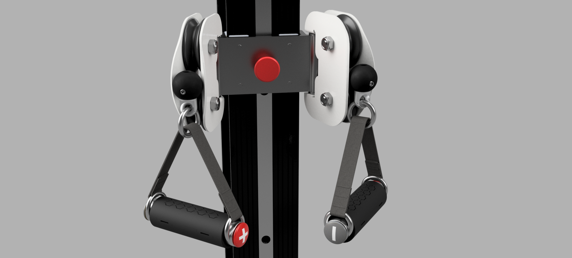 Rendered close-up of the Flexline handle carriage and handles